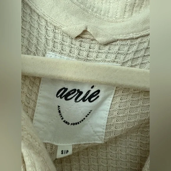 Aerie Waffle Knit Oversized Cropped Shacket Small - Picture 5 of 8